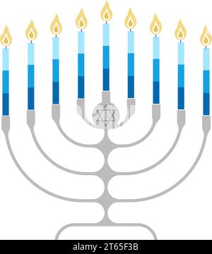 Menorah clip art. Candélabre Hanukkah avec des bougies. Illustration vectorielle plate Illustration de Vecteur