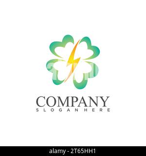 Conception de modèle de concept de logo de symbole de trèfle électrique Thunderbolt. Illustration vectorielle Illustration de Vecteur