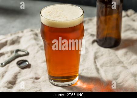 Bière artisanale Boozy Cold Dark Brown dans un verre à pinte Banque D'Images