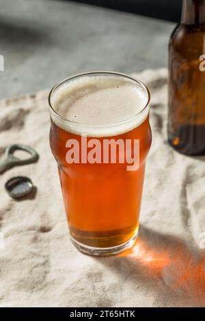 Bière artisanale Boozy Cold Dark Brown dans un verre à pinte Banque D'Images