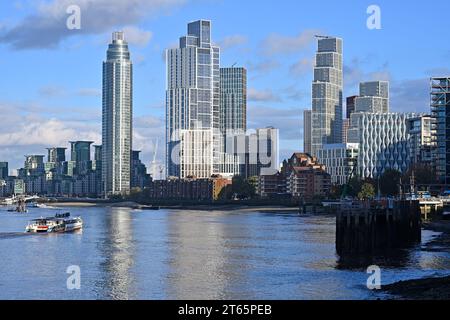 Une vue du développement de Nine Elms depuis Battersea Banque D'Images