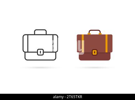 dessin animé et valise de ligne mince deux icônes Illustration de Vecteur