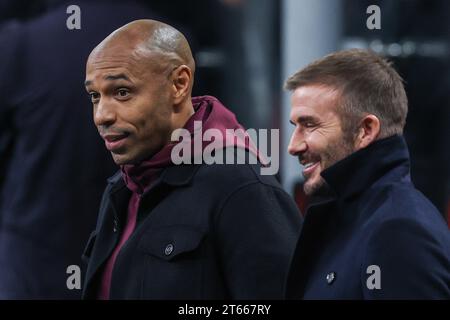 Milan, Italie. 07 novembre 2023. Thierry Henry, ancien attaquant de France, Arsenal et Barcelone, regarde lors du match de football de la phase de groupes de l'UEFA Champions League 2023/24 - Groupe F entre l'AC Milan et le Paris Saint-Germain FC au stade San Siro, Milan, Italie, le 07 novembre 2023 crédit : Agence photo indépendante/Alamy Live News Banque D'Images