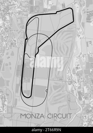 Circuit de Monza, art d'affiche de carte d'Italie Illustration de Vecteur