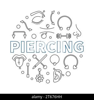 Illustration minimale ronde de vecteur de perçage faite avec des icônes de concept de piercings de contour Illustration de Vecteur