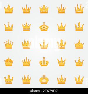 Icônes jaunes de couronne. Collection vectorielle de couronnes colorées. Symboles créatifs ou éléments de logo Illustration de Vecteur