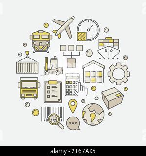 Logistique et transport illustration circulaire - vecteur coloful signe logistique Illustration de Vecteur