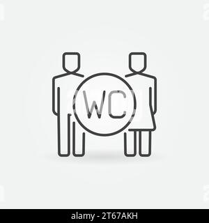 Icône de ligne WC - symbole de toilette minimal vecteur dans le style de ligne mince Illustration de Vecteur