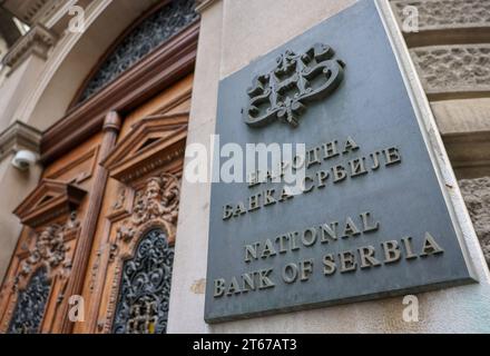 Belgrad, Serbie. 07 novembre 2023. La Banque nationale serbe dans la capitale serbe. Crédit : Jan Woitas/dpa/Alamy Live News Banque D'Images