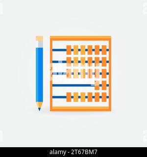 Abacus avec icône ou symbole de concept de vecteur plat de crayon Illustration de Vecteur
