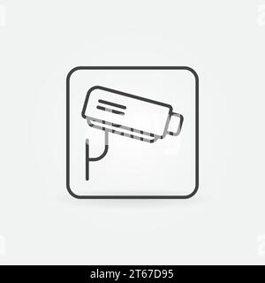 Icône ou symbole de concept minimal de contour de vecteur de vidéosurveillance Illustration de Vecteur