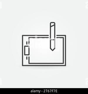 Icône ou symbole vectoriel de tablette graphique dans le style de ligne fine Illustration de Vecteur