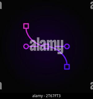 Icône ou symbole vectoriel de contour coloré de la courbe de l'outil Plume sur fond sombre Illustration de Vecteur