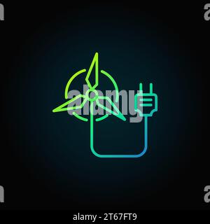 Signe coloré de concept d'énergie éolienne - vecteur minimal icône ou élément de logo sur fond sombre Illustration de Vecteur