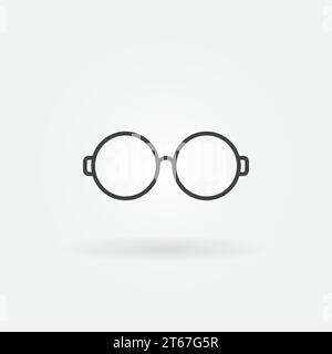 Icône de contour de lunettes rondes. Symbole de lunettes simples Vector dans le style de ligne mince Illustration de Vecteur