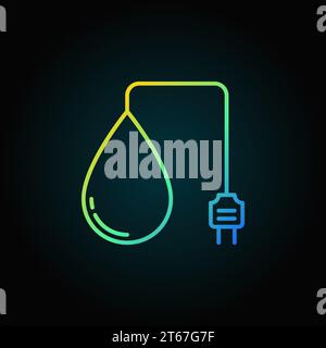 Icône colorée de contour d'hydroélectricité - goutte d'eau vectorielle avec signe de concept de prise sur fond sombre Illustration de Vecteur