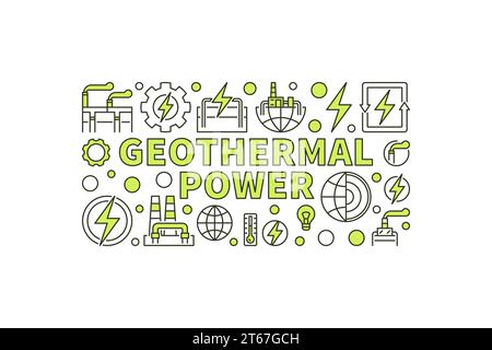 Illustration de l'énergie géothermique créative. Bannière d'énergie géothermique minimale Vector. Concept d'énergie renouvelable Illustration de Vecteur