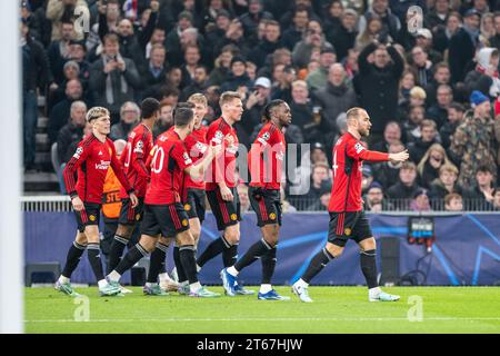 Copenhague, Danemark. 08 novembre 2023. Rasmus Hojlund (11) de Manchester United marque 0-1 lors du match de Ligue des champions de l'UEFA entre le FC Copenhague et Manchester United au Parken à Copenhague. (Crédit photo : Gonzales photo/Alamy Live News Banque D'Images