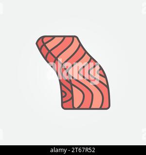 Icône vectorielle plate de tranche de poisson de truite ou de saumon. Signe coloré du concept de steak de viande de poisson rouge Illustration de Vecteur