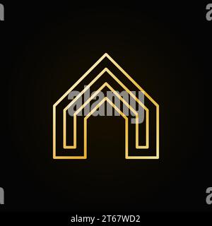 Icône colorée de concept de maison - vecteur doré logo de concept immobilier ou élément de conception dans le style de contour sur fond sombre Illustration de Vecteur
