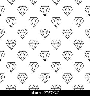 Diamants vecteur minimal motif sans couture ou arrière-plan fait avec des icônes de diamant blanc dans le style de ligne mince Illustration de Vecteur