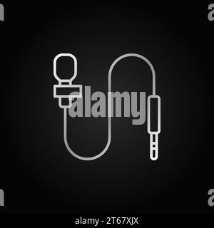 Icône grise de la ligne du micro-cravate. Symbole de contour de concept de micro de corps de vecteur ou élément de conception sur fond sombre Illustration de Vecteur