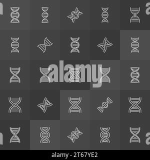 Collection d'icônes de concept d'hélice d'ADN ou de vecteur de spirale dans le style de contour sur fond sombre Illustration de Vecteur