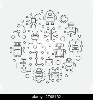 Robots et illustration de concept ronde ai. Symbole circulaire vectoriel fait avec l'intelligence artificielle et les icônes de robot Illustration de Vecteur
