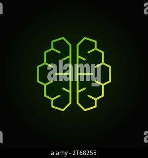 Icône verte de cybercerveau d'ai - symbole de contour de concept de cerveau d'intelligence artificielle de vecteur sur fond sombre Illustration de Vecteur