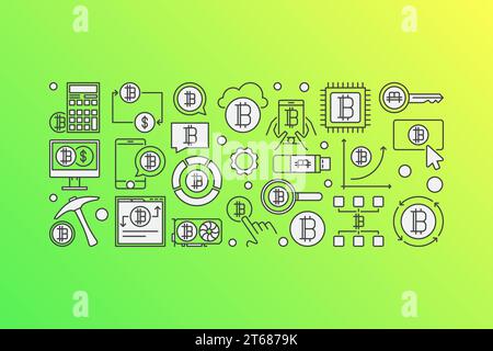 Illustration vectorielle moderne colorée de crypto-monnaie. Bannière de concept de technologie Bitcoin Illustration de Vecteur