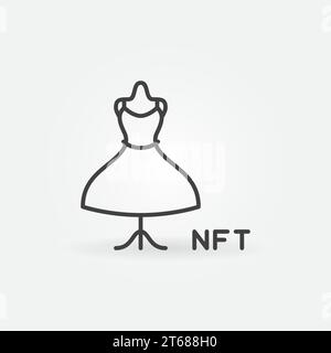 NFT Fashion Vector concept line icon - symbole de contour de robe non fongible Token Woman Illustration de Vecteur
