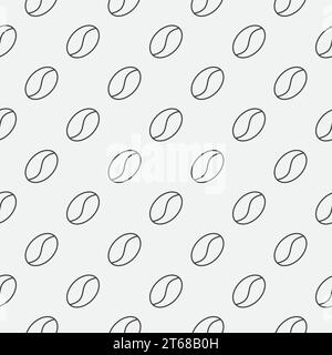 Motif vectoriel minimal des grains de café. Texture sans couture de ligne fine faite avec des icônes de bean de contour Illustration de Vecteur