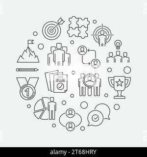 Business leadership vecteur concept rond illustration simple dans le style de contour Illustration de Vecteur