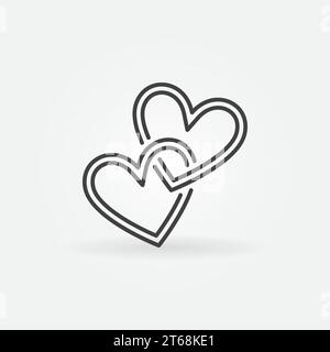 Icône linéaire vectorielle de deux coeurs croisés. Symbole de concept d'amour dans le style de ligne mince Illustration de Vecteur
