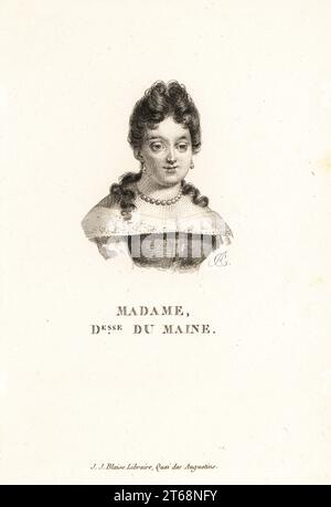 Anne Louise Benedicte de Bourbon, 1676-1753. Fille de Henri Jules de Bourbon et Anne Henriette de Bavière. Elle tient un salon populaire à l'Hôtel du Maine. Madame la Duchesse du Maine. Gravure sur cuivre par AC de Marie de Rabutin-Chantal Sevignes Collection des vingt Portraits du siecle de Louis XIV, Collection de 20 Portraits du siècle du roi Louis XIV, J.J. Blaise, Libraire, Quai des Augustins, Paris, 1818. Banque D'Images