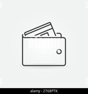 Portefeuille avec icône vectorielle de carte de crédit ou élément de conception dans le style de ligne mince Illustration de Vecteur
