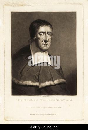 Sir Thomas Twisden, 1er Baronet, 1602-1683.Avocat et politicien anglais qui a siégé à la Chambre des communes d'Angleterre, juge de la haute Cour qui a présidé au procès des suicides.En 1666, en tant que juge du Banc du Roi.Mezzotint gravure de Charles Turner de Richard Earlom et Charles Turner Portraits de personnages illustres dans l'histoire britannique gravé dans Mezzotinto, publié par S. Woodburn, Londres, 1812. Banque D'Images