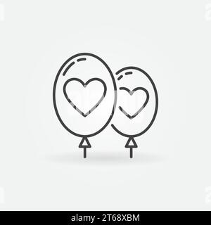 Deux bulles avec icône vectorielle cœur ou symbole dans un style de contour Illustration de Vecteur