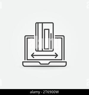 Carte de crédit avec icône de contour vectoriel d'ordinateur portable. Symbole de concept de paiement en ligne dans le style de ligne mince Illustration de Vecteur