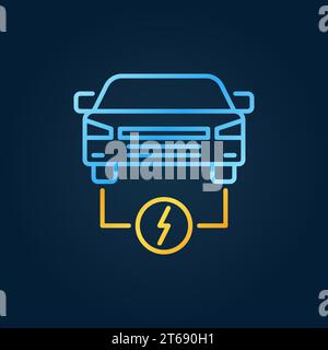 Icône colorée de voiture électrique. Symbole de contour créatif Vector EV sur fond sombre Illustration de Vecteur