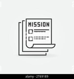 La mission documente l'icône ou le symbole de concept vectoriel dans le style de contour Illustration de Vecteur