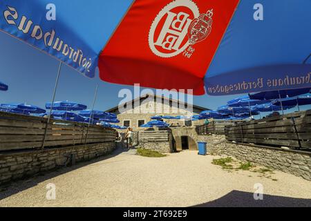 Berchtesgaden, Allemagne, Europe - 21 août 2023. Kehlsteinhaus, Eagle's Nest est un site historique de la Seconde Guerre mondiale, maintenant une attraction touristique avec café en plein air Banque D'Images