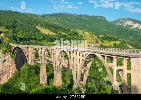 Pont Djurdjevica en béton sur la rivière Tara dans le nord du Monténégro Banque D'Images