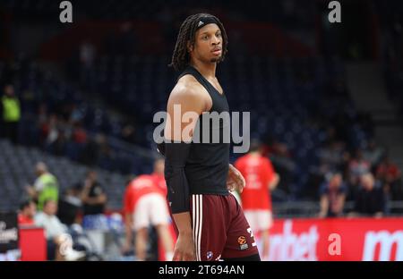 Belgrade, Serbie, 2 novembre 2023. Carsen Edwards du FC Bayern Munich réagit lors du match de Turkish Airlines Euroleague 2023/2024 entre Crvena Zvezda Meridianbet Belgrade et le FC Bayern Munich au Aleksandar Nikolic Hall de Belgrade, Serbie. 2 novembre 2023. Crédit : Nikola Krstic/Alamy Banque D'Images