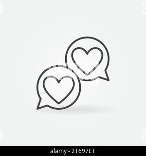 Icône de lignes de coeurs en forme de voix. Vecteur deux bulles de parole avec des coeurs comme symbole de contour de concept Illustration de Vecteur