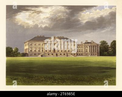 Prieuré de Nostell, Yorkshire, Angleterre. Maison néo-classique palladienne construite en 1733 par James Paine et plus tard Robert Adam pour la famille Winn, baronnets de Nostell, sur le site d'un prieuré médiéval. Domicile de Rowland Winn, député. Bloc de bois de couleur de Benjamin Fawcett dans le procédé Baxter d'une illustration d'Alexander Francis Lydon du révérend Francis Orpen Morriss série de vues pittoresques des sièges des nobles et des gentlemen de Grande-Bretagne et d'Irlande, William Mackenzie, Londres, 1880. Banque D'Images