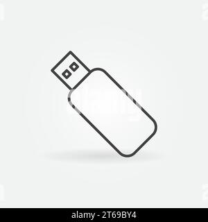 Icône de concept de contour de vecteur de lecteur flash USB ou élément de conception Illustration de Vecteur
