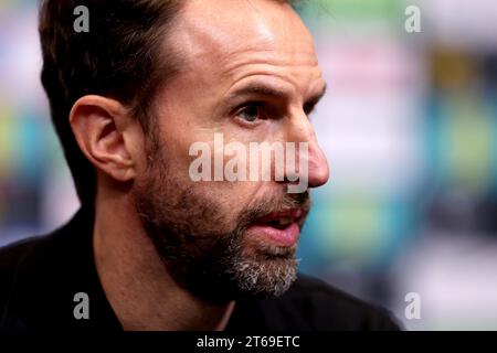 L'entraîneur anglais Gareth Southgate lors d'une annonce d'équipe à Wembley, Londres. Date de la photo : jeudi 9 novembre 2023. Banque D'Images