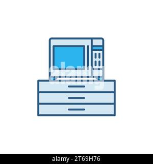 Concept de vecteur de four à micro-ondes icône bleue ou élément de logo Illustration de Vecteur