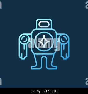 Robot vecteur concept icône colorée ou logo dans le style de ligne mince sur fond sombre Illustration de Vecteur
